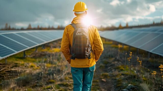 Engineer testing voltage levels of solar panel and medium voltage switchgear. Concept Solar Panel Testing, Medium Voltage Switchgear, Engineer Procedures, Voltage Levels, Electrical Safety