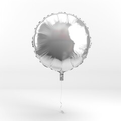 An isolated shiny silver round balloon captures the light with its reflective surface
