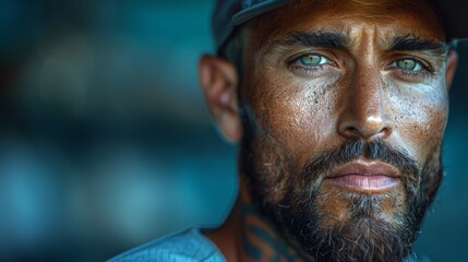 Close Up of Man With Face Tattoos. Generative AI