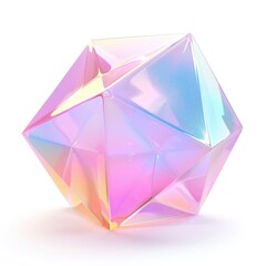 A icosahedron showcasing a kaleidoscope of pastel shades