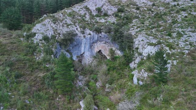 Baltzola Caves in the surroundings of the natural stone Arch of Jentilzubi in Dima in the Province of Bizkaia. Basque Country. Spain. Europe