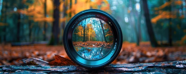 camera lens highlighting the vibrant, verdant beauty of a forest, reveling in the art of photography.