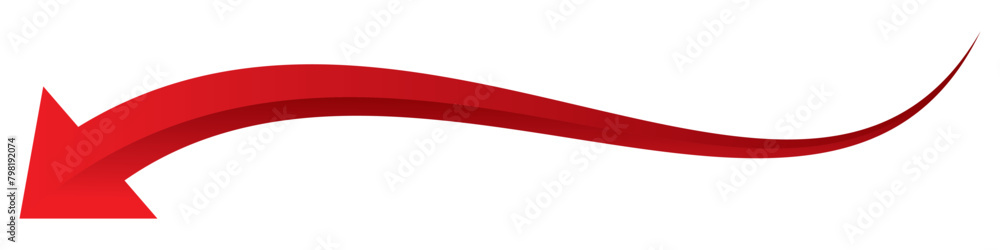 Poster red 3d long arrow vector illustration. long arrow icon vector, silhouette. red long 3d arrow vector.