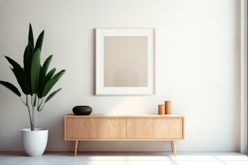 Photo frame in a minimal living room. AI generated image by rawpixel.