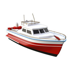 3D Boat clipart on white background. Water transport isometric icon with 3d white yacht vector illustration