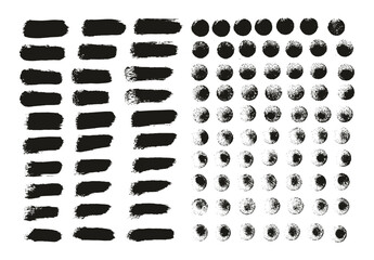 Hand Drawn Round Sponge Thin Artist Brush Straight Lines Mix High Detail Abstract Vector Background Mix Set 