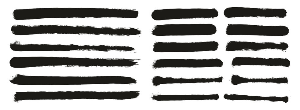 Hand Drawn Round Sponge Thin Artist Brush Straight Lines Mix High Detail Abstract Vector Background Mix Set 
