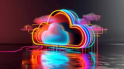 High-resolution 2D rendered icon of cloud computing, creatively designed for impactful advertising in the tech industry