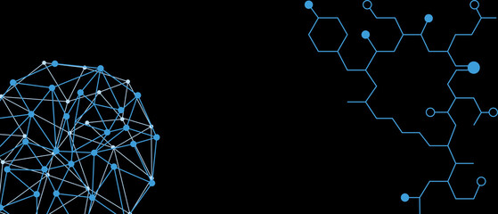 digital technology lines overlay effect black background illustration, science network chip tech and computer data technical drawing overly effects, abstract background latest new Futurist technology 