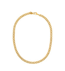 Classic gold chunky chain jewelry necklace isolated cutout on transparent