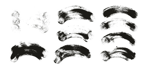 Hand Drawn Round Sponge Thick Artist Brush Curved Background High Detail Abstract Vector Background Set 
