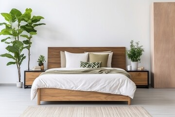 Bedroom plant comfortable nightstand.