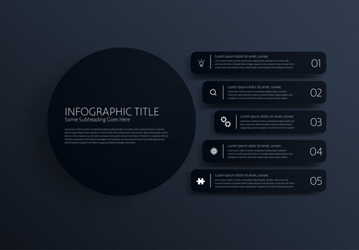 Business company or project infographics menu, vector concept. Elements and icons. Minimal design