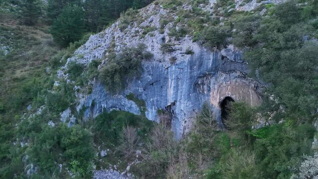 Baltzola Caves in the surroundings of the natural stone Arch of Jentilzubi in Dima in the Province of Bizkaia. Basque Country. Spain. Europe