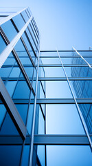 Obraz premium A modern skyscraper with blue glass windows
