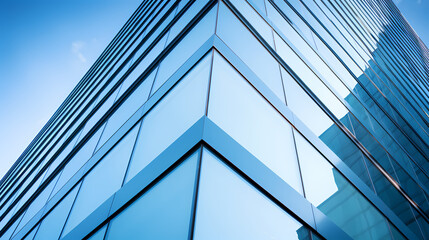 Obraz premium A modern skyscraper with blue glass windows