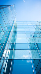 Obraz premium A modern skyscraper with blue glass windows
