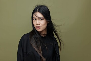 Woman cosmetic asian portrait japanese femininity salon hair fashion beauty face model beautiful...