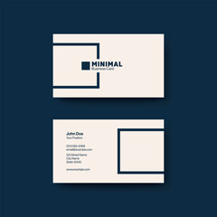 Minimal design business card vector template. Frame and geometric shapes, space for logo.