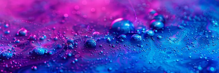 A close up of a blue and purple water droplet pattern, AI