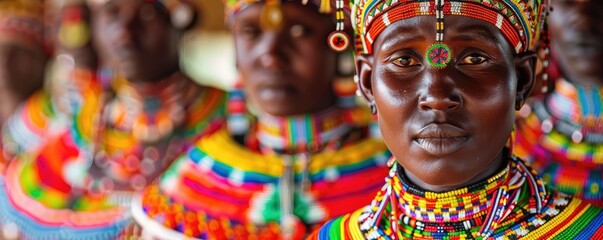 Traditional African colorful beaded necklaces. banner