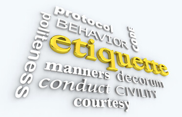 Etiquette Manners Words Polite Social Politeness 3d Illustration