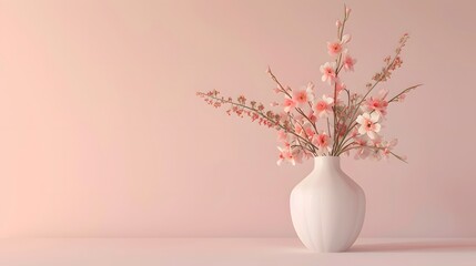 A calming pastel scene featuring a graceful vase mockup, marrying the beauty of floral arrangement with the tranquility of abstract artistry.