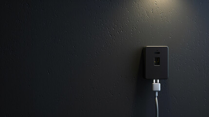 USB Power Adapter A USB power adapter plugged into a wall socket, with a charging cable connected...