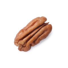 One tasty pecan nut isolated on white, top view