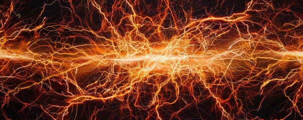 Bright energetic plasma and lightning fractals. banner