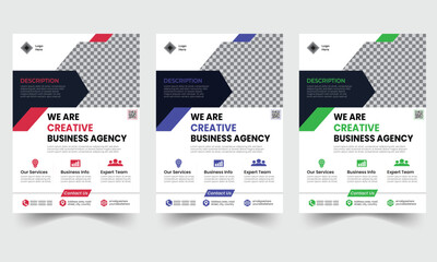 Corporate business flyer template design set with blue, red and various color. marketing, business proposal, promotion, advertise, publication, collection business of poster, flyer, brochure.
