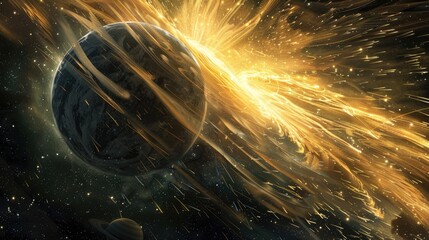 Radiant storms of cosmic rays and particles bathe the planet.