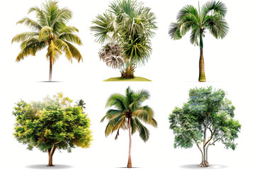 Fototapeta premium set tree tropical isolated on white background
