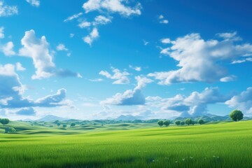 Obraz premium Green field green sky grassland.