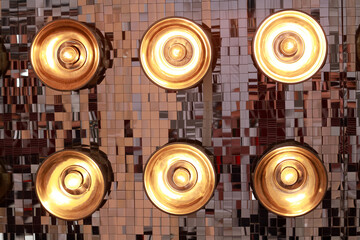 Set of several lamps in the wall