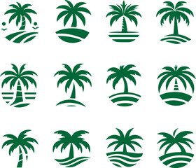 Palm tree logo icon set