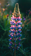 Thriving Lupin Flower Reflecting Diligent Care Amidst Lush Green Landscape