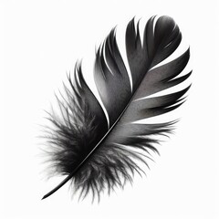 Obraz premium Black feather isolated on a white background