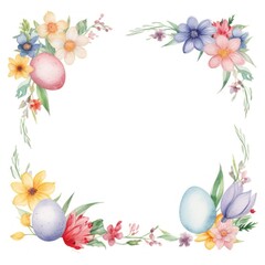 Flowers easter frame border egg celebration decoration.