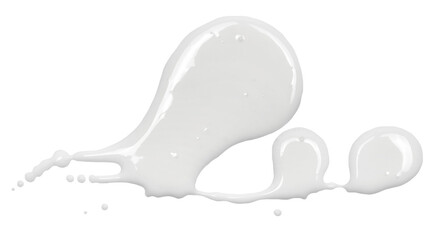 Spilled probiotic yogurt puddle isolated on white background and texture, top view	