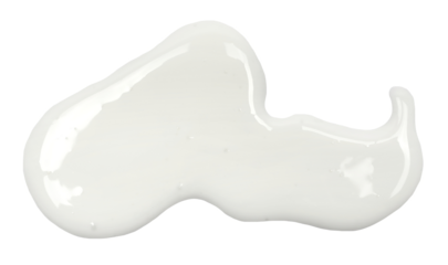 Spilled probiotic yogurt puddle isolated on white background and texture, top view	