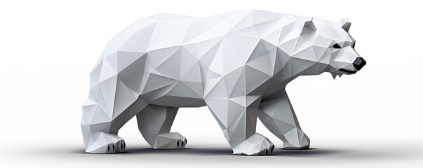 Arctic bear made from folded white paper