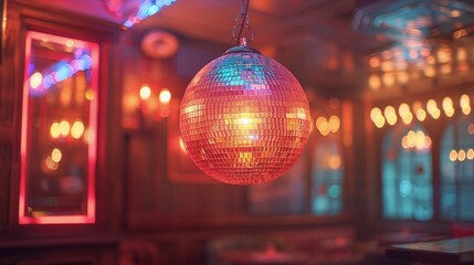 Fototapeta premium Disco Ball Hanging in Room