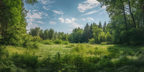 Grünes Wald Panorama im Sommer - Powered by Adobe
