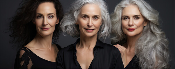 Obraz premium Three woman wearing dark t shirt.