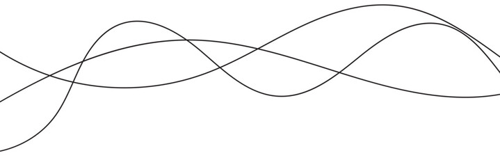 Thin line wavy background. Abstract black lines wave curve motion on white background vector Stock Vector