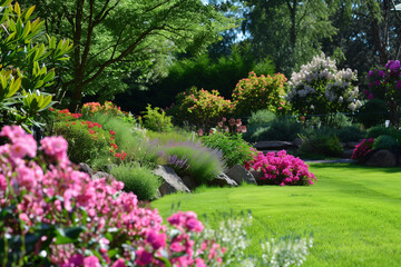 Gartenanlage in voller Blütenpracht
