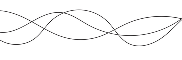Thin line wavy background. Abstract black lines wave curve motion on white background vector Stock Vector