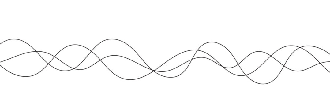 Thin line wavy background. Abstract black lines wave curve motion on white background vector Stock Vector