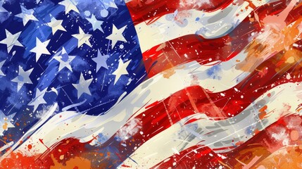 American flag illustartion at Independence day
